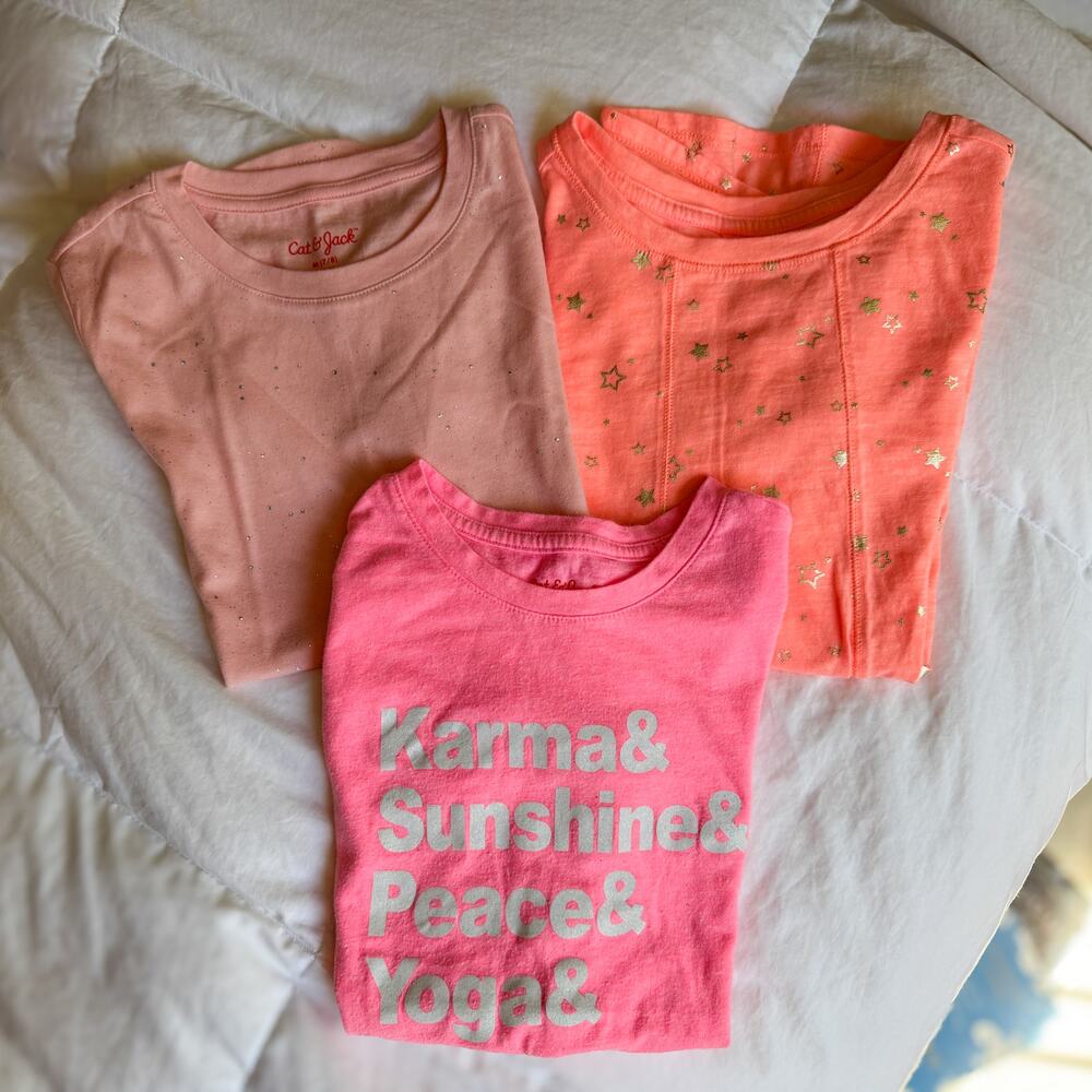 Cat and Jack Girls Bundle of 3 Short Sleeve Shirts Sz M 7-8